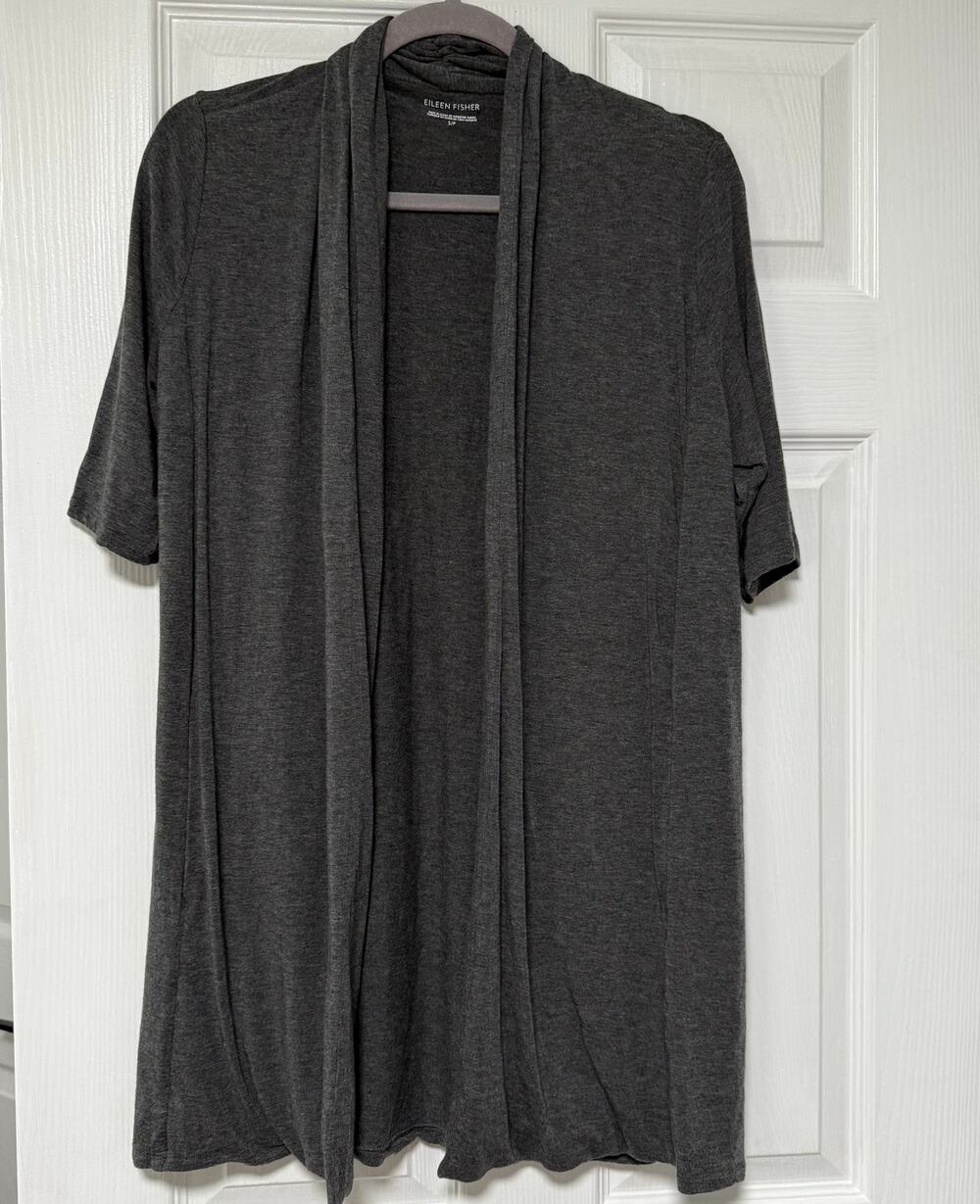 Eileen Fisher Women's Gray Open Front Side Pockets Cardigan Size Small
